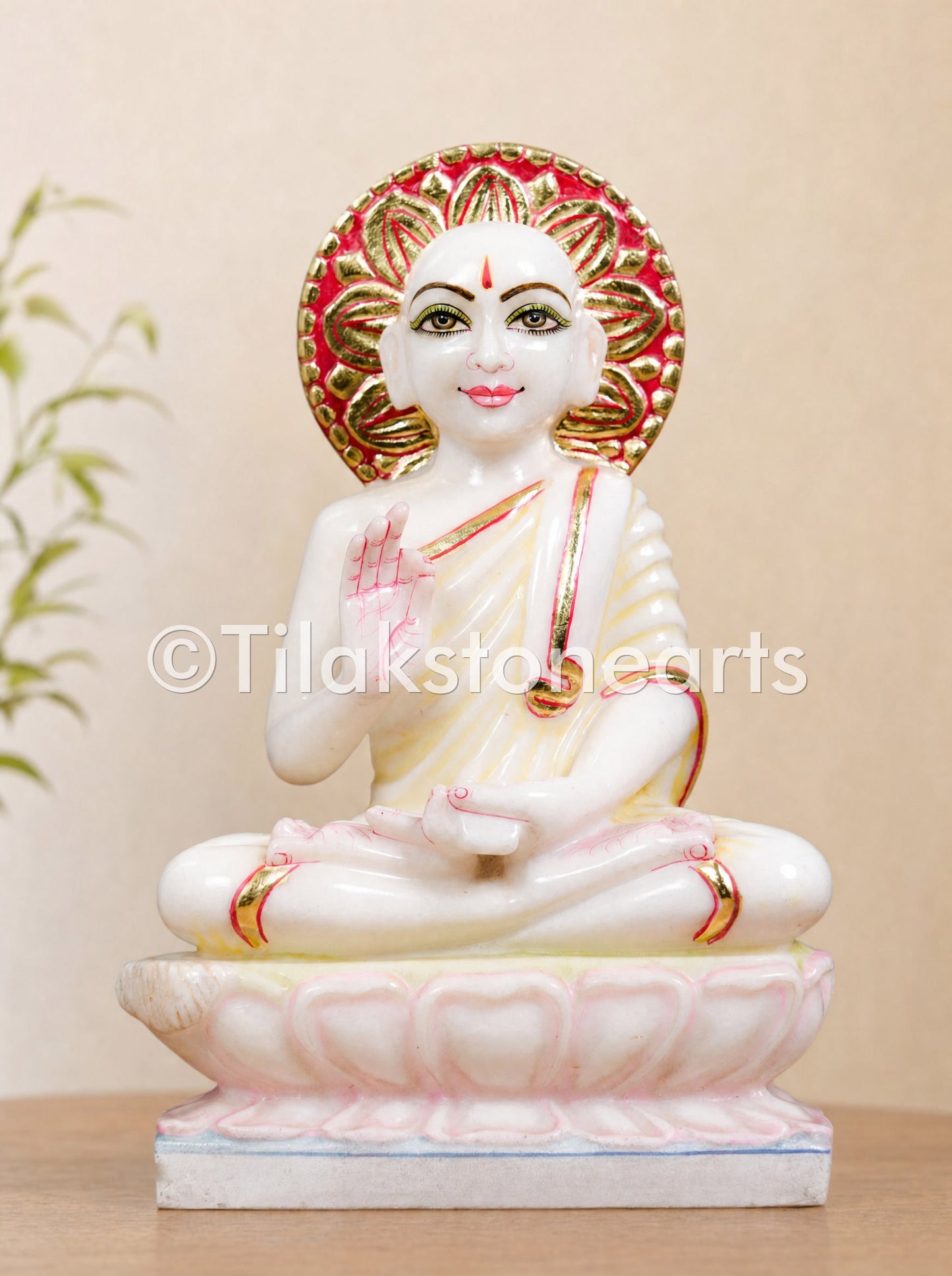 Gautam Swami Jain God 11" Vietnam Pure White Marble Idol