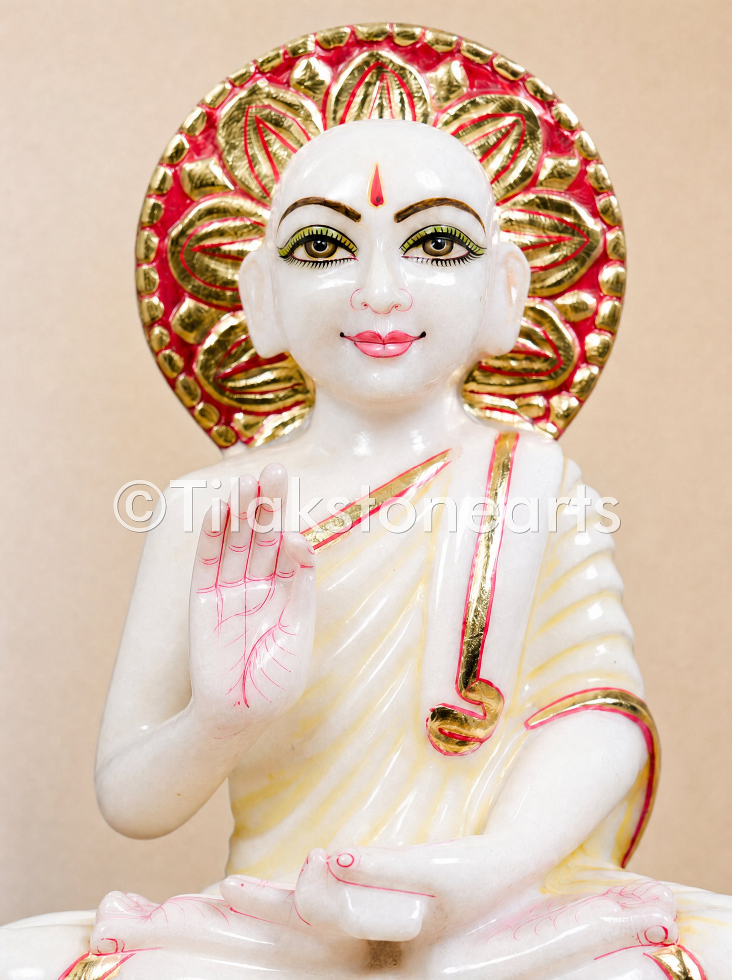 Gautam Swami Jain God 11" Vietnam Pure White Marble Idol