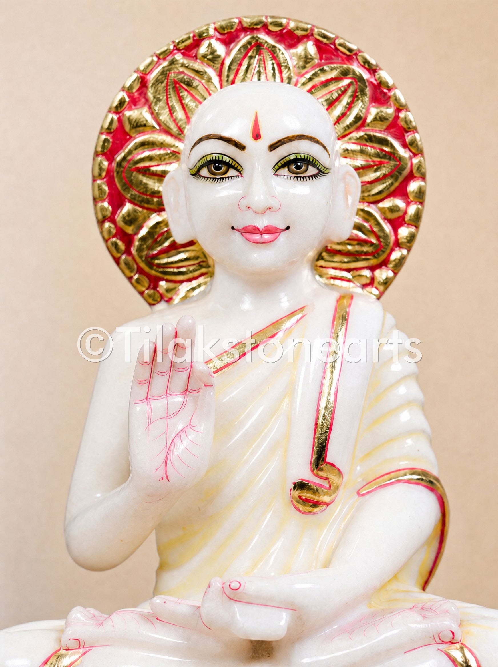 Gautam Swami Jain God 11" Vietnam Pure White Marble Idol