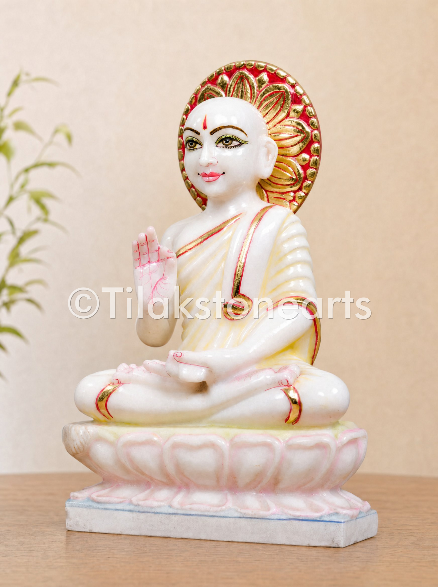 Gautam Swami Jain God 11" Vietnam Pure White Marble Idol