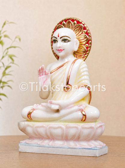 Gautam Swami Jain God 11" Vietnam Pure White Marble Idol