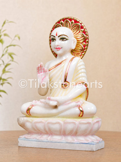 Gautam Swami Jain God 11" Vietnam Pure White Marble Idol