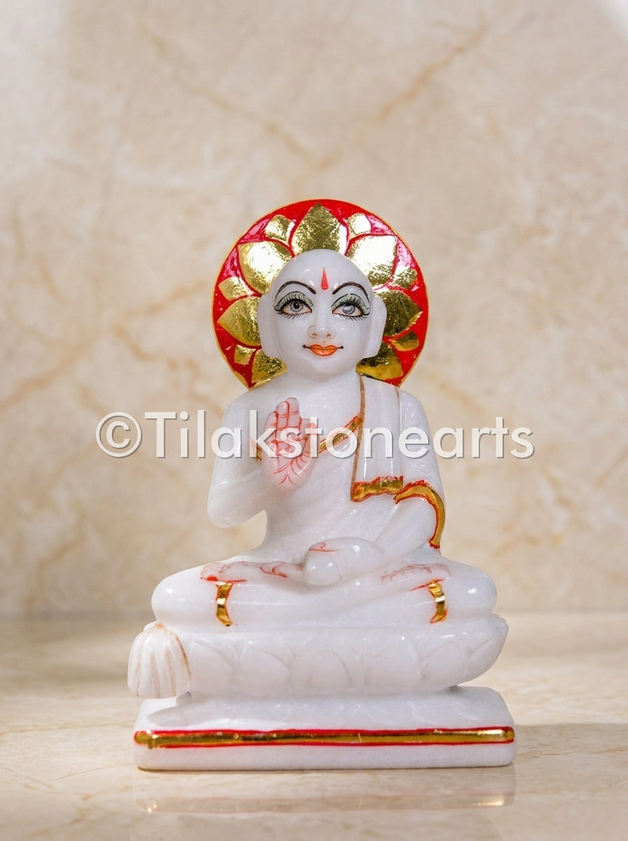 Gautam Swami Jain God 6" Vietnam Pure White Marble Idol