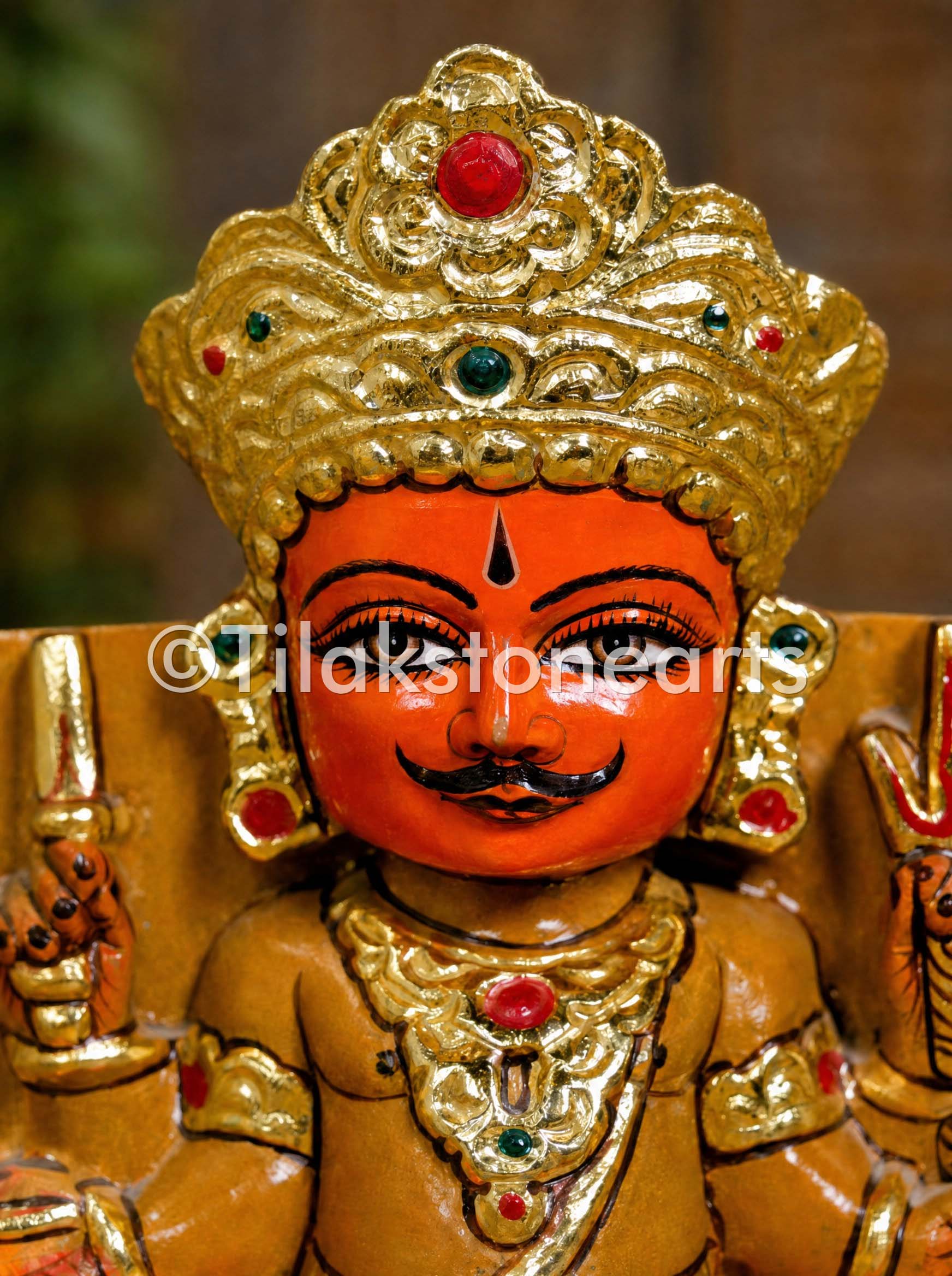 Nakoda Bhairav Jain God 6" Natural Yellow Stone Idol