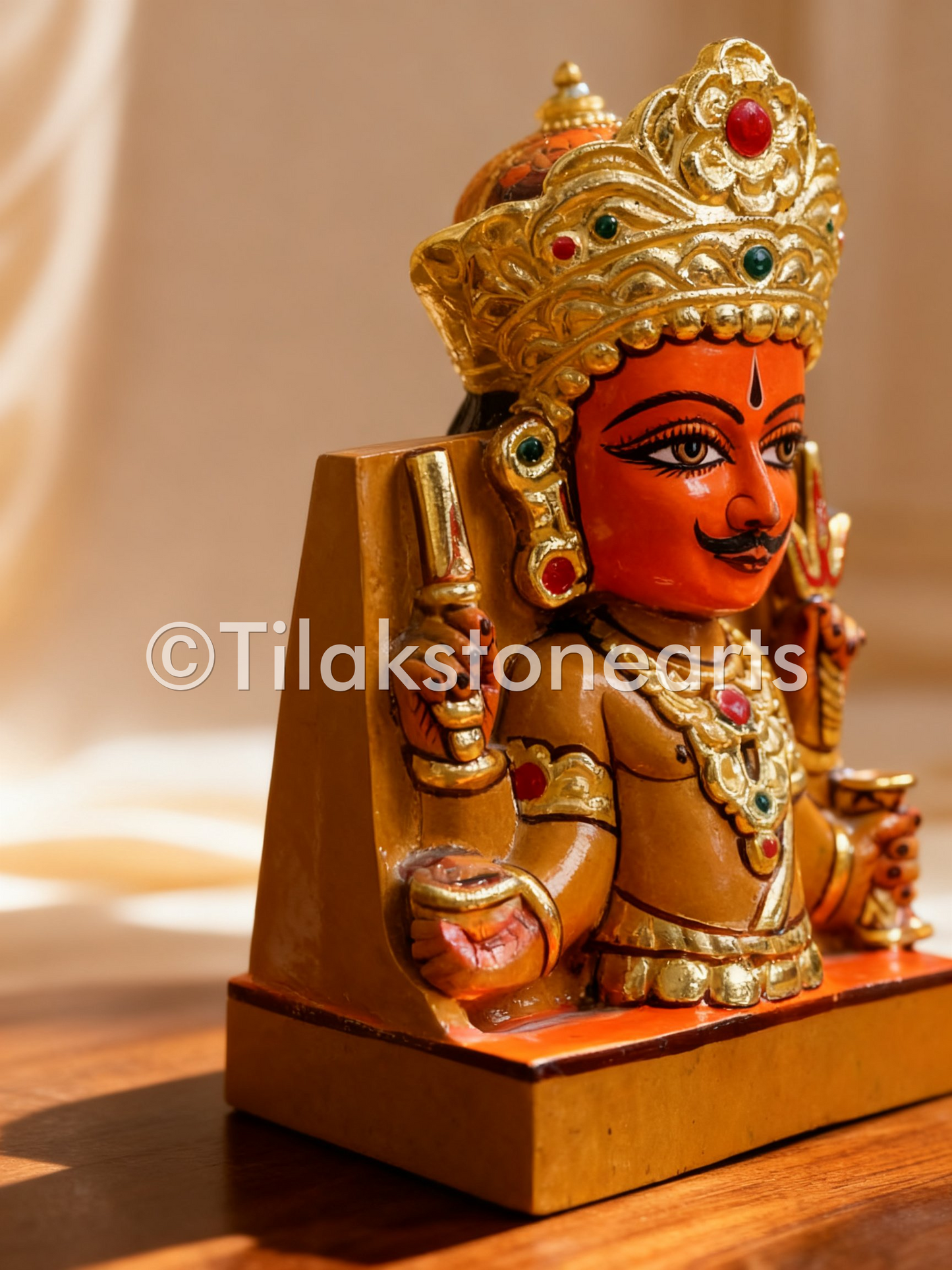 Nakoda Bhairav Jain God 6" Natural Yellow Stone Idol