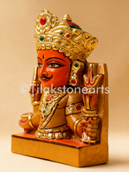 Nakoda Bhairav Jain God 6" Natural Yellow Stone Idol