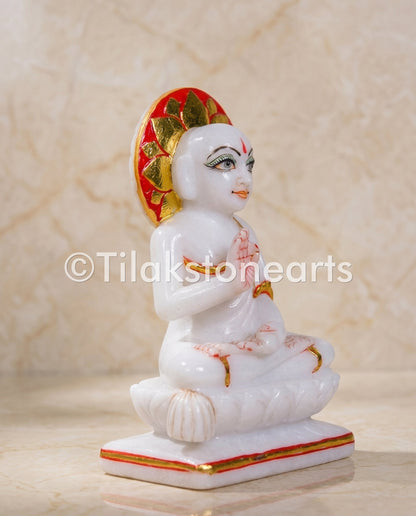 Gautam Swami Jain God 6" Vietnam Pure White Marble Idol