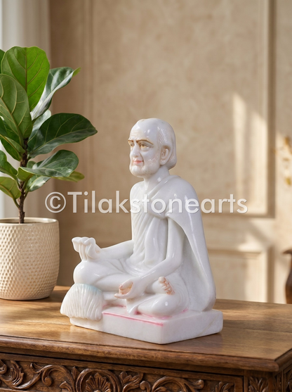 Guru Maharaj Jain God 11" Vietnam Pure White Marble Idol
