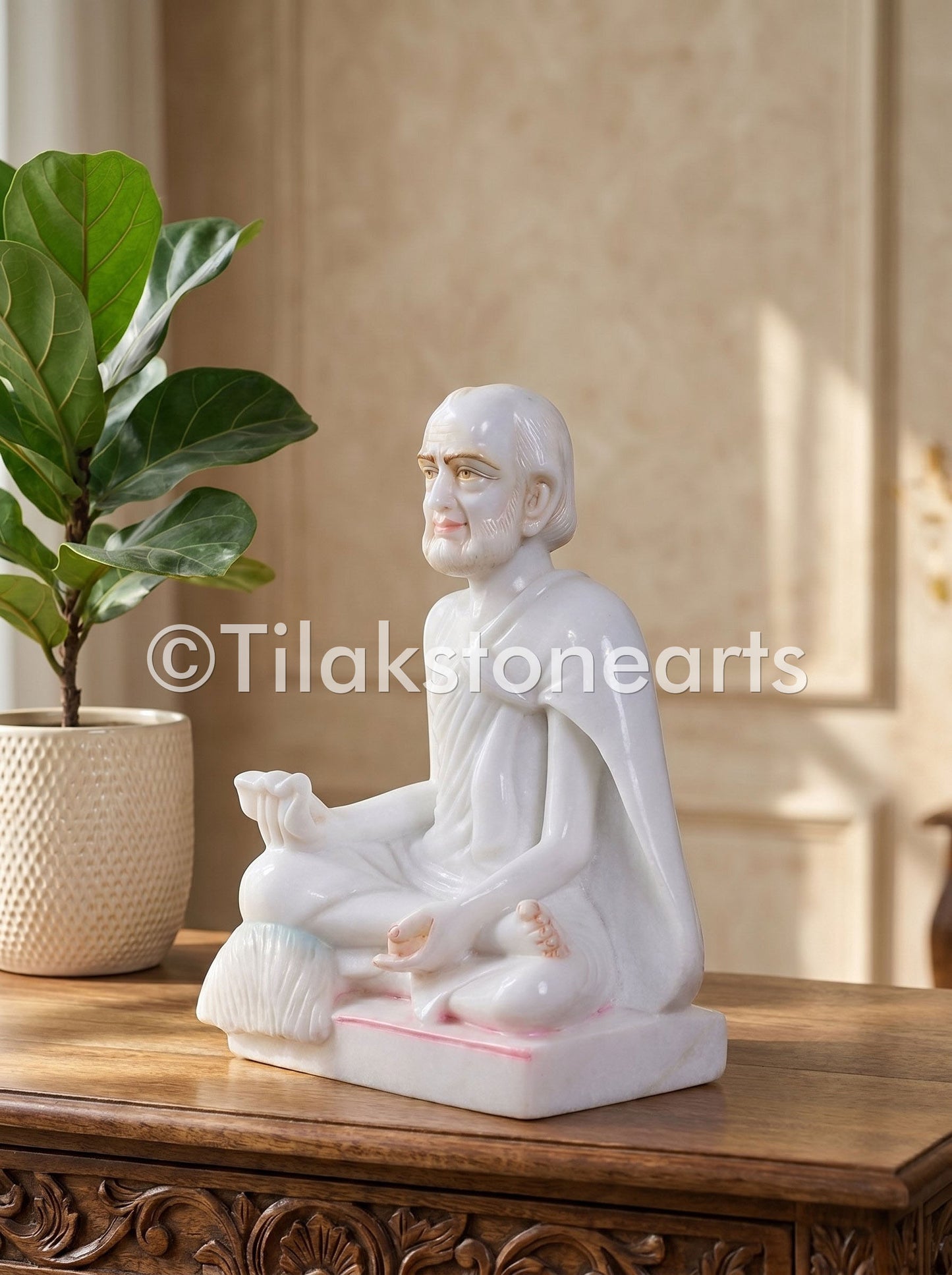 Guru Maharaj Jain God 11" Vietnam Pure White Marble Idol