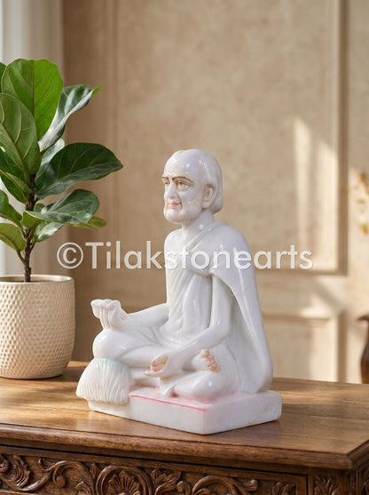 Guru Maharaj Jain God 11" Vietnam Pure White Marble Idol