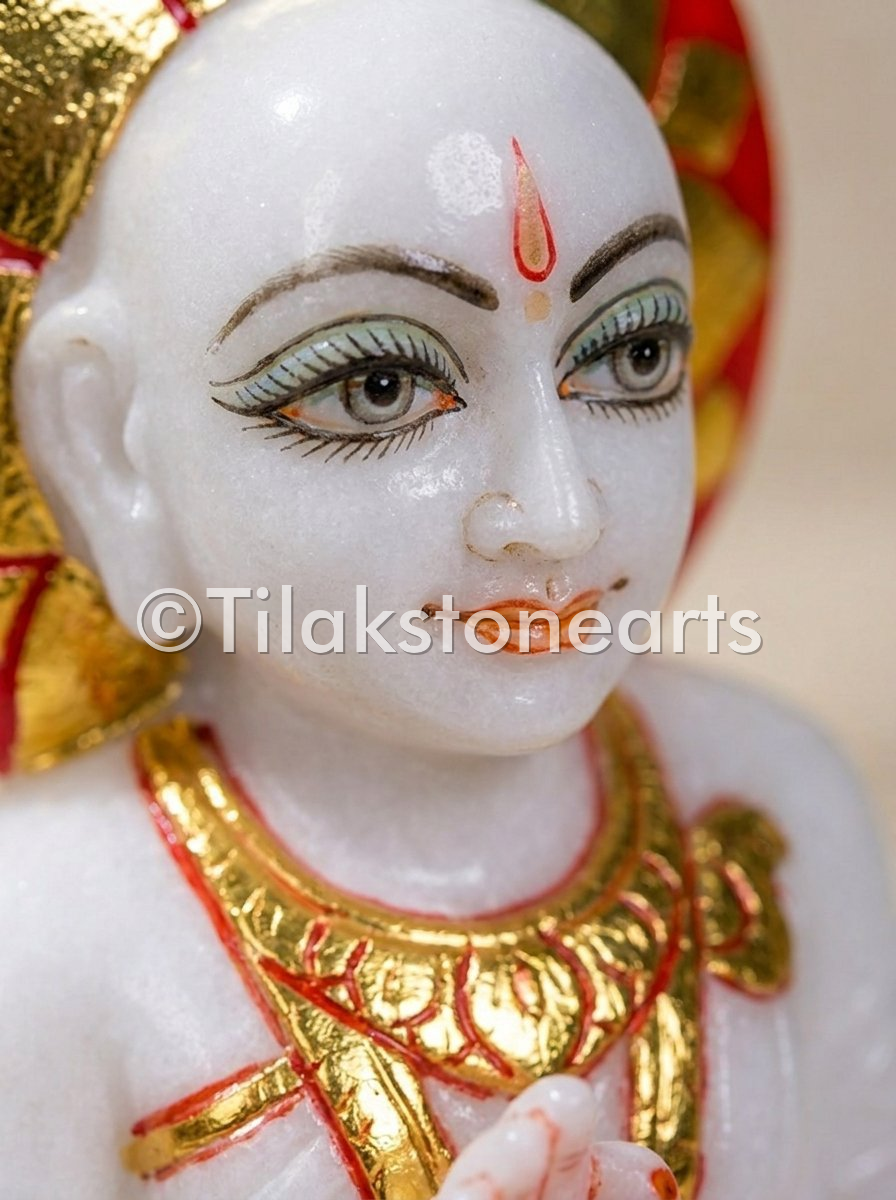 Gautam Swami Jain God 6" Vietnam Pure White Marble Idol