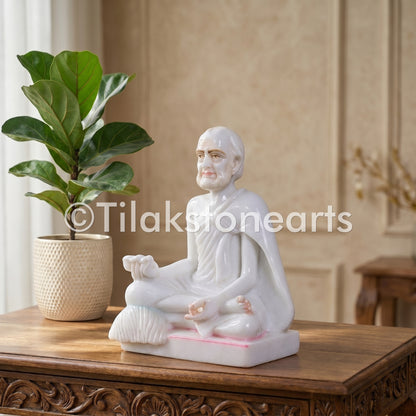 Guru Maharaj Jain God 11" Vietnam Pure White Marble Idol