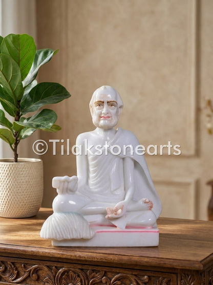 Guru Maharaj Jain God 11" Vietnam Pure White Marble Idol