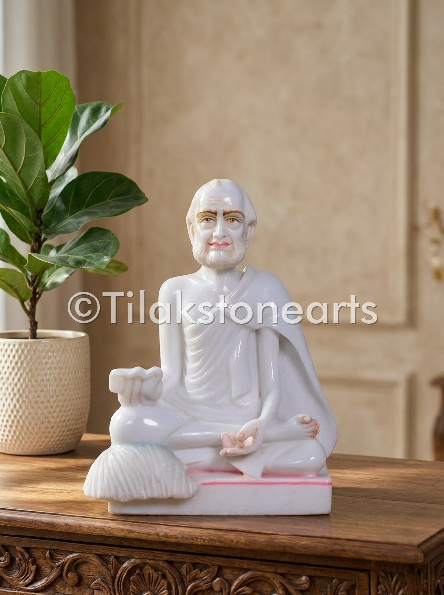 Guru Maharaj Jain God 11" Vietnam Pure White Marble Idol