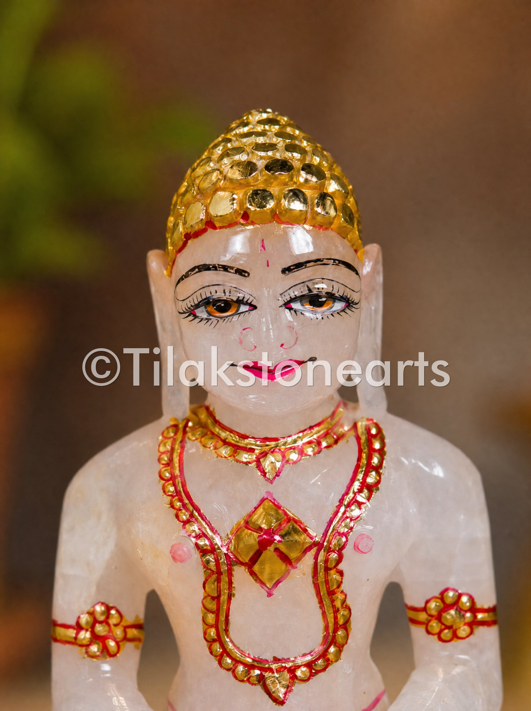 Mahaveer Swami Jain God 6" Natural Jade White Onyx Stone Idol