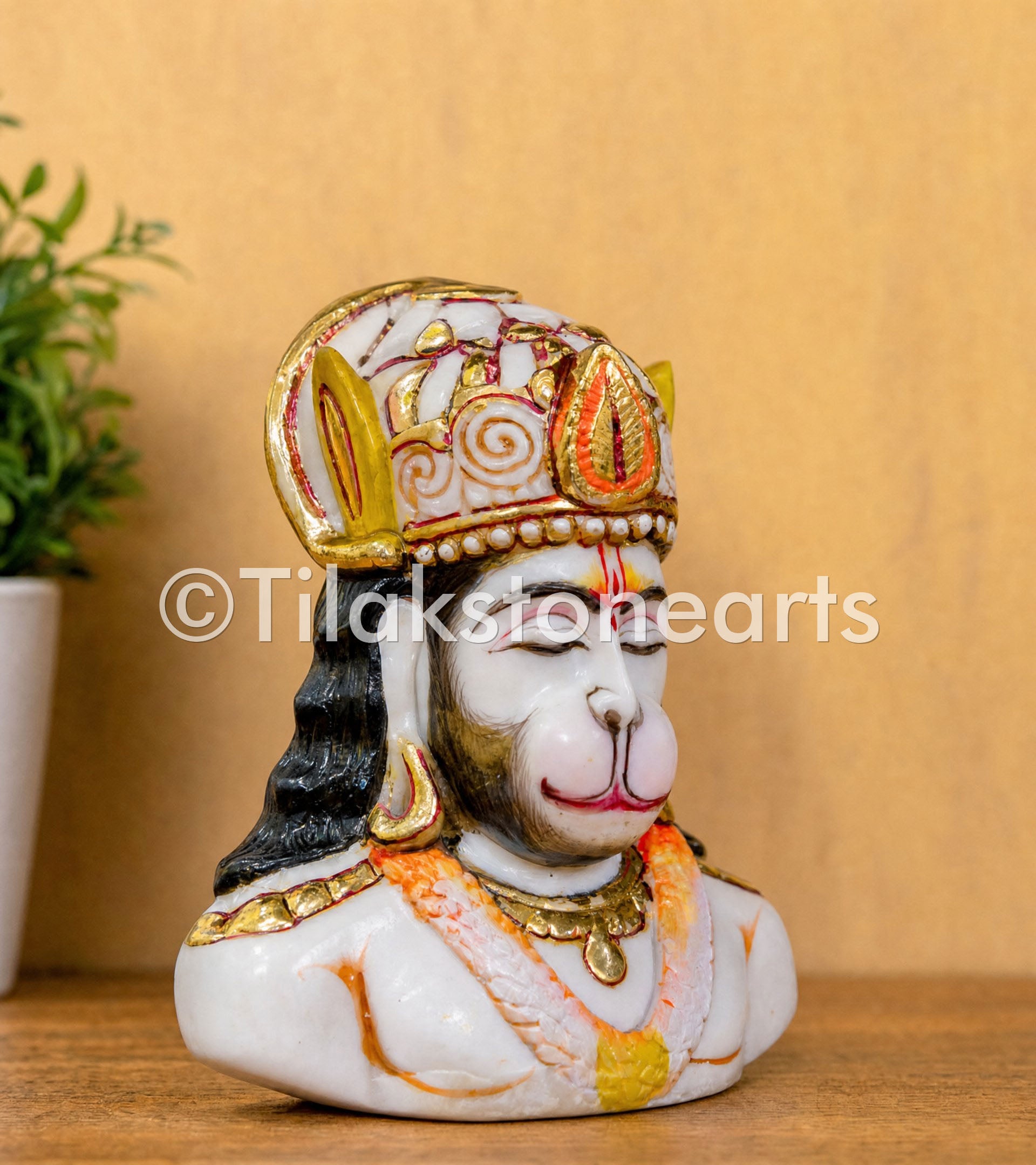 Lord Hanuman 4" Vietnam Cultured Marble Idol